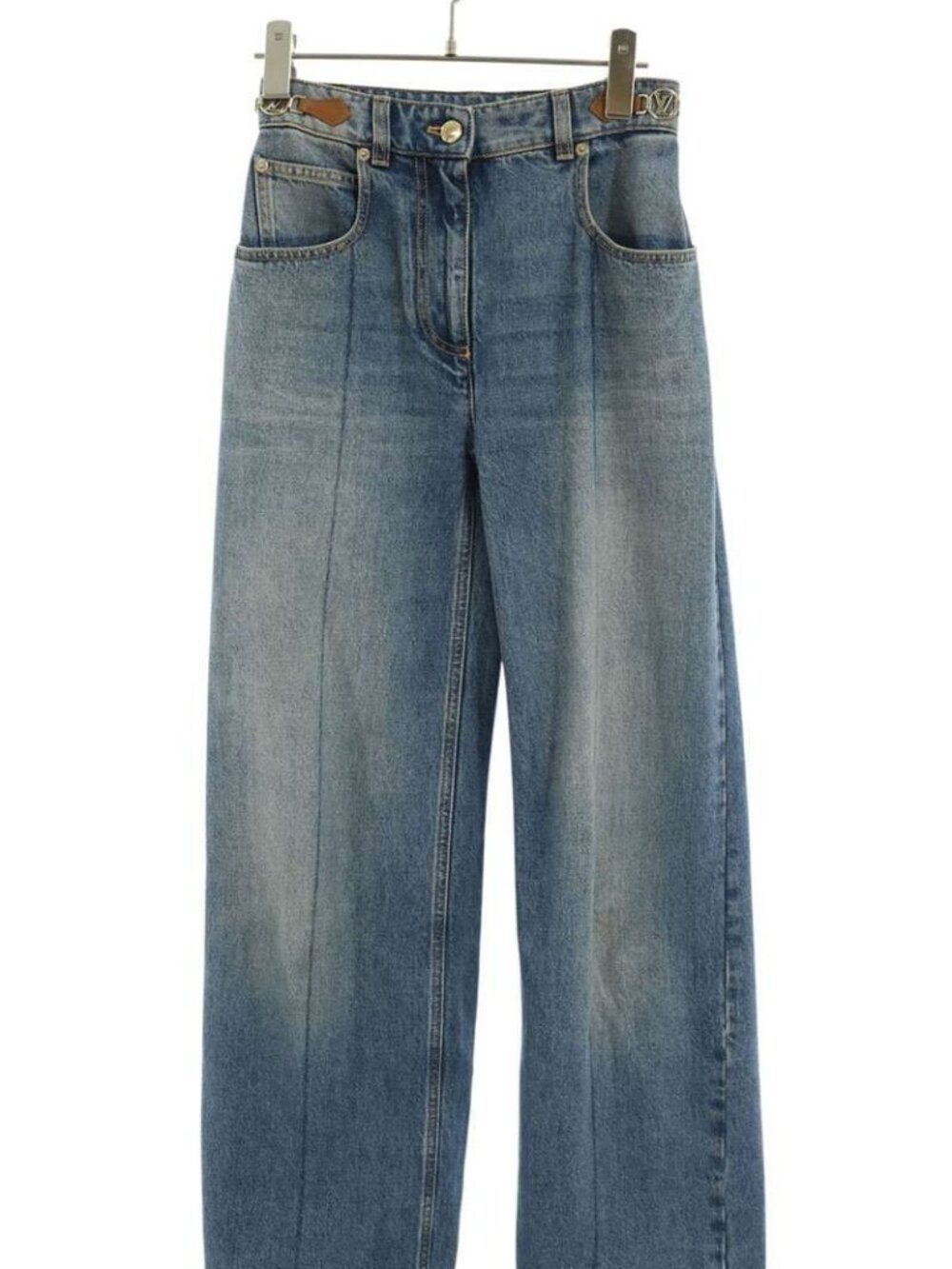 Louis Vuitton Logo Leather Tab Denim Pants 34